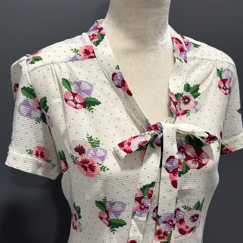 NWT Collectif London Tura Pansy Floral Blouse Top Size XL UK 16 US 12